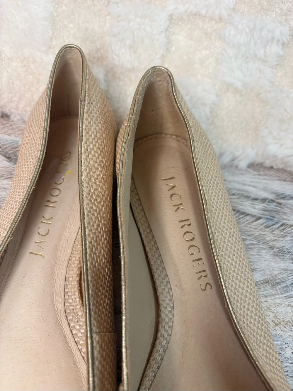 Jack Rogers Women's Kenlyn Square Toe Beige  Ballet Flats size 9M